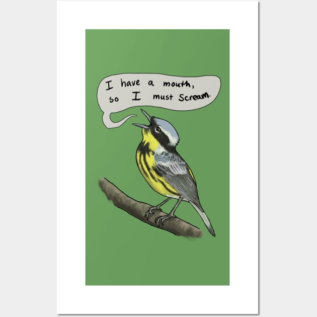 Screaming Magnolia Warbler Wall Art by famousdinosaurs